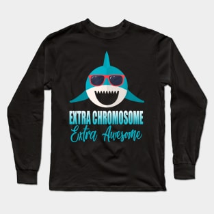 Down Syndrome Awareness Extra Awesome Shark Long Sleeve T-Shirt